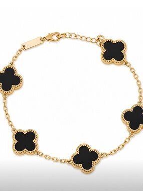 Gold & Black clover bracelet